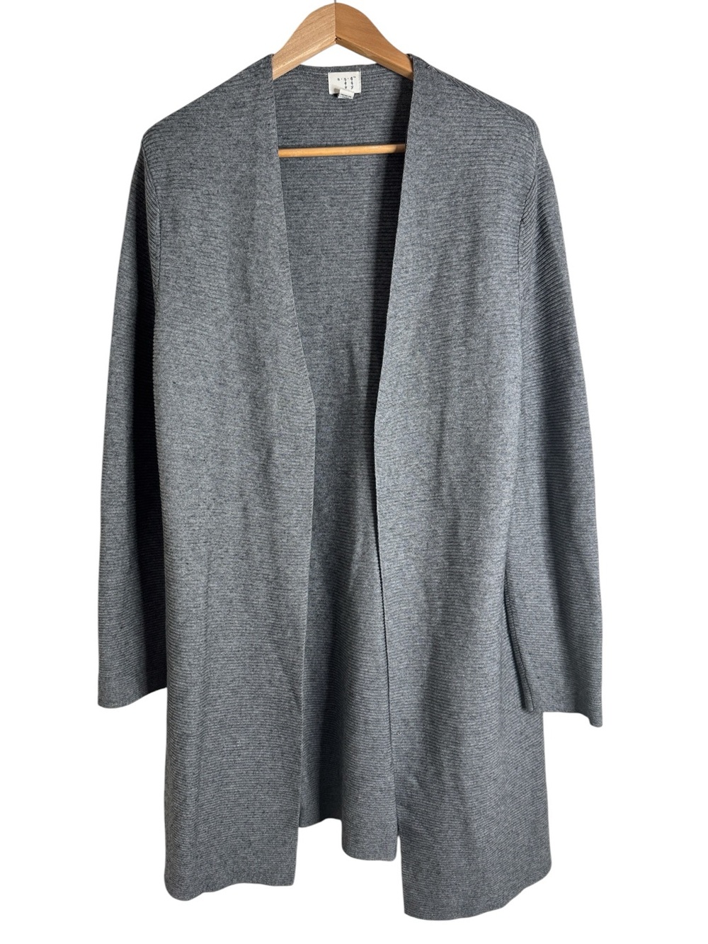 A New Day Heather Gray Long Sleeve Open Front Cardigan Ribbed texture size XXL